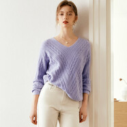 Olrain【慵懶風(fēng)馬海毛針織衫】秋季女裝毛衣軟糯輕盈套頭上衣 香芋紫 XL