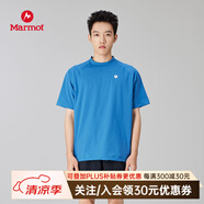 土撥鼠（Marmot）輕量戶外運(yùn)動T恤 吸濕速干 抗菌 圓領(lǐng)短袖 Mt.RashGuard 男款 藍(lán)色 M