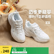 李寧跑步鞋女鞋夏季馬卡龍配色透氣網(wǎng)面舒適運(yùn)動(dòng)鞋情侶時(shí)尚復(fù)古老爹鞋 云霧白/銀色-3 38