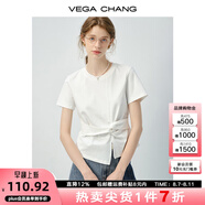 VEGA CHANG連衣裙女2025新款夏新款極簡風不規(guī)則裙擺收腰顯瘦小個子連衣短裙 純凈白（T恤） M