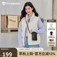 坦博爾羽絨服馬甲女立領(lǐng)寬松外搭短款羽絨背心外套TD236006 小香白 170