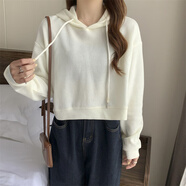 冉藝嵐同款初春衛(wèi)衣女小個(gè)子短款帶帽新款薄款秋季上衣連帽衛(wèi)衣百搭韓版 白色 【高腰薄款不起球】 S 60-75斤【正版質(zhì)量】