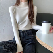 冉藝嵐同款白色半高領(lǐng)毛衣女打底衫春裝2025年新款女裝秋冬針織內(nèi)搭中領(lǐng) 白色/洋氣/獨(dú)特/別致/絕美/漂亮 S 建議80-100斤