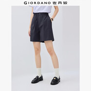 佐丹奴休閑短褲女夏季肌理感假門筒松緊腰直筒褲子女13405226