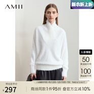 AMII2025冬新款奢柔溫暖交疊高領(lǐng)仿貂絨蝙蝠袖毛衣女寬松藏肉上衣 奶油白 155/80A/S