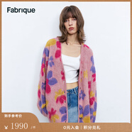 Fabrique【彩虹后花園】提花馬海毛混紡針織開(kāi)衫女秋冬新款毛衣 甜美粉 M