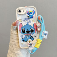 佩諾 蘋(píng)果6手機殼iphone6保護套全包防摔透明硅膠軟殼男女款潮蘋(píng)果8/7plus可愛(ài)卡通皮紋卡扣手繩外殼 【本】鉚釘扣皮紋-史迪奇 蘋(píng)果7p/8plus 版本