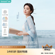 茵曼章若楠同款防曬苧麻棉女裝襯衫2025夏季新品襯衣上衣 淺藍(lán)色 M