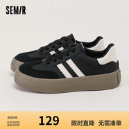 Semir女鞋德訓鞋女春夏透氣百搭休閑運動(dòng)鞋板鞋女SFYM233655 黑色 40