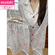 莫代爾2025新款hellokitty冰絲睡衣女夏季短袖春秋天長(cháng)袖甜美可愛(ài)家居服 涂鴉kitty【短袖+短褲+長(cháng)褲】 M 【建議80-100斤，送運費險】