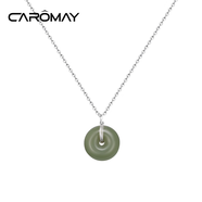 CAROMAY純銀平安扣項鏈女輕奢鎖骨七夕情人節禮物送女友老婆生日表白吊墜 純銀平安扣項鏈