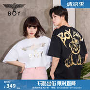 BOY LONDON【范丞丞同款】夏季短袖情侶小熊涂鴉滿印潮牌T恤N01019 黑色 S 此款偏大，建議拍小一碼