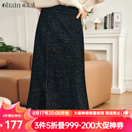 Olrain歐芮兒法式黑色半身長(cháng)裙女秋冬新款氣質(zhì)顯瘦魚(yú)尾直筒裙子 黑色 M