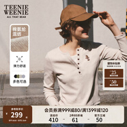 Teenie Weenie小熊秋季黑色棉質(zhì)打底衫polo領(lǐng)長(zhǎng)袖T恤白色外穿上衣 B-燕麥色 M