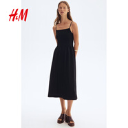 H&M女裝背心吊帶連衣裙25夏季新款簡約舒適休閑度假長裙1283256 黑色 L 170/104