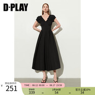DPLAY2025年夏季新款黑色連衣裙女長款休閑小黑裙沙灘裙子短袖長裙夏裝 經(jīng)典黑 S