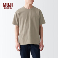 無印良品（MUJI） 男式 粗棉線 天竺編織 短袖T恤 打底衫男款 純棉全棉 ABA18A2S 米色 S 165/84A