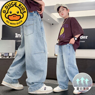 G.DUCKKIDS童裝男童寬松牛仔褲夏季薄款2025夏裝新款兒童中大童男孩輕薄長(zhǎng)褲 杰-6555牛仔褲 150 cm