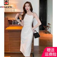 AEMAPE女裝2025春夏季新款連衣裙女高級設計感吊帶裙法式雪紡裙子 白色連衣裙 2XL _[建議125-135斤]