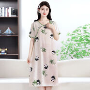 暢印夏季新款國風(fēng)連衣裙女新中式棉綢裙子洋氣寬松中長(cháng)款薄款人造棉 國風(fēng)連衣裙-熊貓 2XL 【85-120斤】