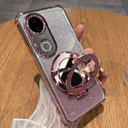 ZWNPCvivoV50手機(jī)殼vivo保護(hù)v50lite硅膠套v40海外版v30帶鏡頭膜全包v29防摔v27透明v25pro軟5g女支架鏡 【閃粉-玫瑰金】自帶鏡頭膜+化妝鏡支架 vivo V50 L