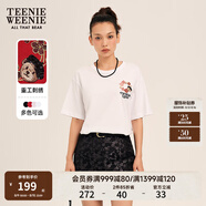 Teenie Weenie小熊短袖T恤女2025年春夏新款刺繡學(xué)院風(fēng)短袖打底衫上衣 象牙白 M 165