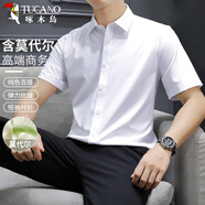 啄木鳥(niǎo)（TUCANO）短袖襯衫男夏季莫代爾抗皺免燙襯衣商務(wù)休閑上衣男裝 白色 4XL