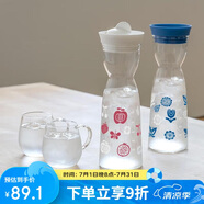 HARIO耐熱玻璃冷水壺鯊魚(yú)鰭蓋涼水壺家用可變色茶壺壺小蠻腰水壺茶杯