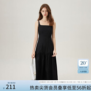 范思藍恩腰精裙系列 白色無袖吊帶連衣裙女夏法式領(lǐng)證小白裙2048 黑色 S