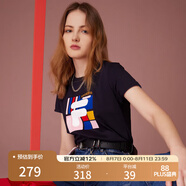 FILA 斐樂女裝官方女士短袖T恤夏季休閑運動內(nèi)搭t恤運動上衣 傳奇藍-F11W118151F XS （155/76A/XS）