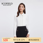 SCOFIELD女裝氣質(zhì)荷葉襯衫織帶拼接金屬紐扣裝飾2025春季新品 奶油色 L 170