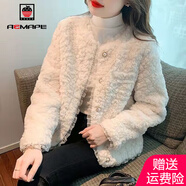 AEMAPE短外套女裝2025春秋季新款羊羔毛小香風(fēng)外套女加厚設計感 MX-2216_米白色（加棉） M _100-115斤