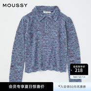 moussy 女裝新款蕾絲鏤空設(shè)計(jì)半開領(lǐng)針織開衫女010GSH70-0900 111淺藍(lán)色 均碼
