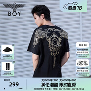 BOY LONDON【暗黑羅盤】夏情侶款短袖權(quán)杖印花炸街潮牌T恤N01906 N0103902 M