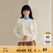 森馬毛衣女冬寬松時(shí)尚氣質(zhì)圓領(lǐng)針織衫優(yōu)雅千鳥(niǎo)格套頭衫女裝內搭 白色調00311 165/88A/L