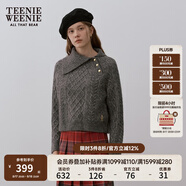 Teenie Weenie小熊女裝時尚簡約毛衣冬季不對稱翻領(lǐng)金扣斜開襟上衣 灰色 XS 155