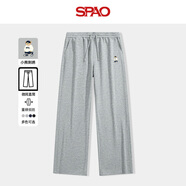 SPAO韓國同款直筒褲女士春秋新款小熊刺繡潮流寬松休閑褲SPWK25SK08LD 灰#SP象牙熊-貼布繡 M