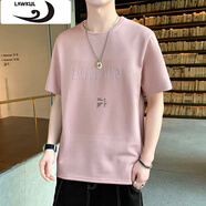 浪古 LAWKUL短袖t恤男夏季潮牌新款半袖寬松ins體恤薄款簡約潮流上衣 藕粉色 L