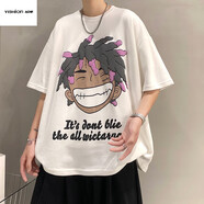 凡客誠品（VANCL）A21歐美潮牌短袖t恤男潮流ins寬松衣服夏季嘻哈 白色 M 95至115斤可穿