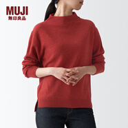 無印良品 MUJI 女式 牦牛絨混羊毛 高圓領(lǐng)毛衣女款春秋長袖針織衫BAC22A1A 紅色 L (165/88A)