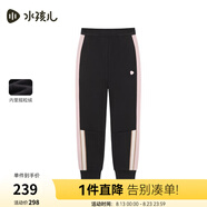 水孩兒（SOUHAIT）童裝女童加絨褲冬季兒童搖粒絨長褲百搭褲子 鉆石黑SHSDGD05CK793D01 170