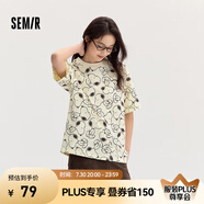 Semir[商場同款]史努比系列短袖T恤女中長款印花2024新款純棉秋裝 咖紅色調(diào)00356 165/88A/L