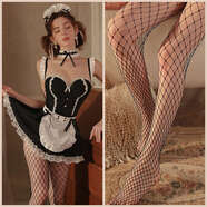 粉融情趣內衣小胸誘惑制服qq女仆性感睡衣純欲免脫套裝騷 黑白【連衣裙+發(fā)飾+脖環(huán)+圍兜+網(wǎng)襪】M