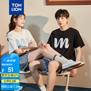 唐獅（TonLion）2025情侶短袖T恤半袖體恤寬松上衣 男款/黑色 S