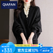 恰凡（QIAFAN）外套女小香風(fēng)毛呢秋冬2024新款高級感慵懶風(fēng)春秋毛衣針織開衫上衣 黑色 M 90-110斤