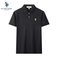 U.S. POLO ASSN.短袖POLO衫男士保羅商務休閑翻領男裝上衣T恤短袖男夏季黑色3XL