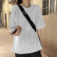 瑜玨（YuJue）100%純棉短袖女2024年新款爆款洋氣寬松氣質(zhì)韓版顯瘦純色上衣外穿 白色【100%純棉短袖】 S  建議80-95斤