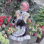 蕾姆拉姆cos服女裝大佬偽娘連衣裙日系可愛動漫大碼女仆裝表演服 衣服套裝+粉色假發(fā)+頭飾(送襪子) 3XL