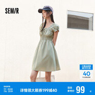 森馬（Semir）連衣裙女收腰蝴蝶結(jié)少女感2025夏俏皮木耳邊方領(lǐng)短裙109325114007