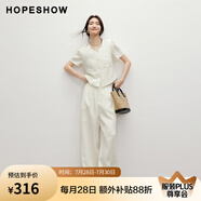 紅袖（hopeshow）女士寬松闊腿休閑褲  90125141203 米白色 M